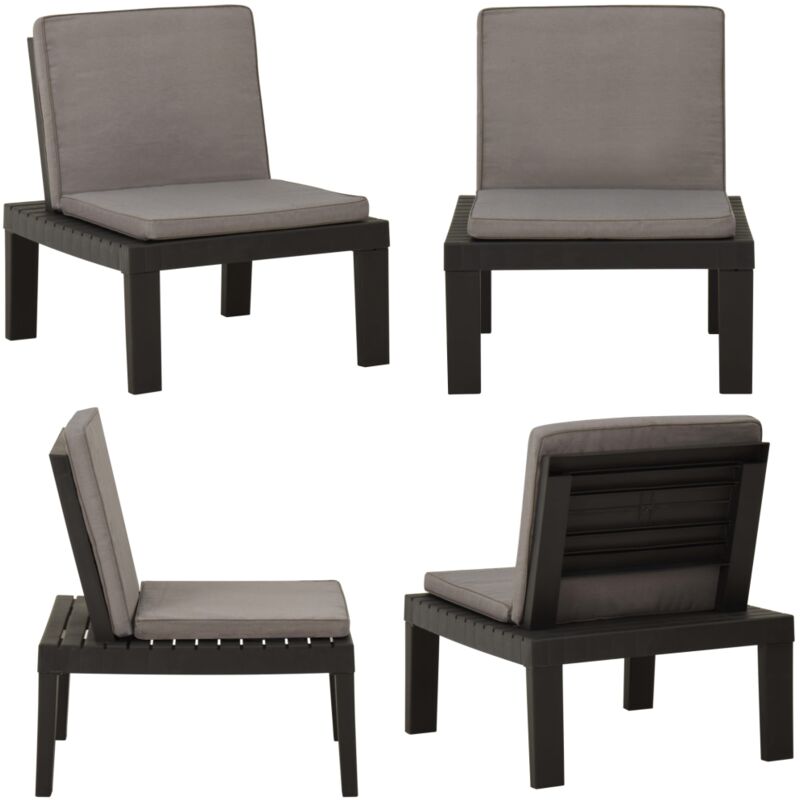 Chaise de salon de jardin avec coussin Plastique Gris - Chaise De Jardin - Fauteuil De Jardin - Mobilier De Jardin - Chaises Pliantes - Décoration