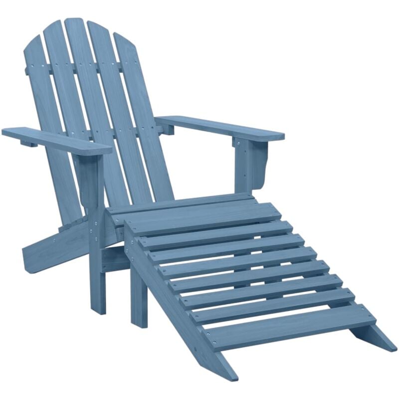 Chaise de jardin Adirondack avec pouf Bois de sapin solide Bleu