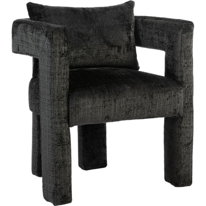 Chaise de salon moderne en tissu de chenille, conception unique, oreiller confortable, noir