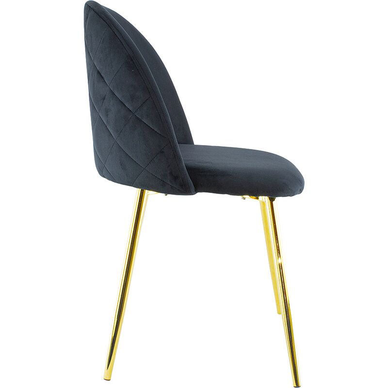 Chaise de salon shelby 50x45x80H cm fauteuil vintage en velours et pieds dorés Couleur: Noir