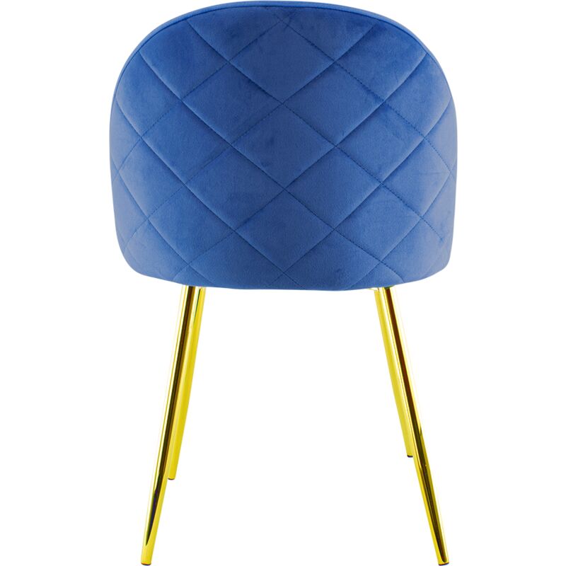 Chaise de salon shelby 50x45x80H cm fauteuil vintage en velours et pieds dorés Couleur: Bleu foncé