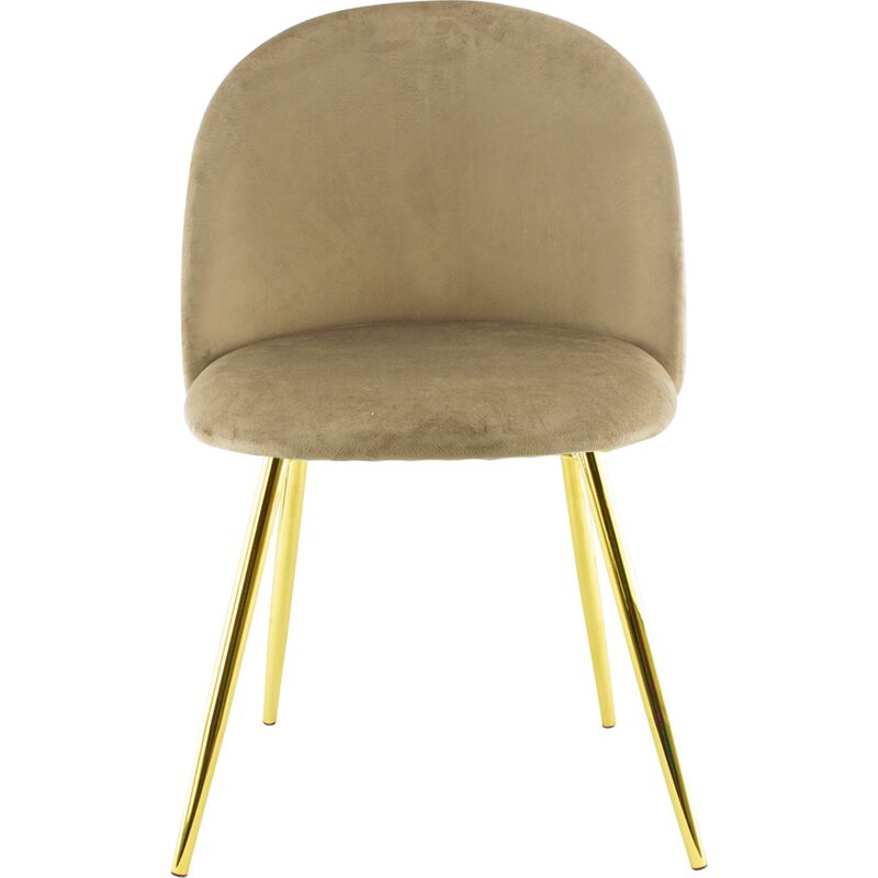 Chaise de salon shelby 50x45x80H cm fauteuil vintage en velours et pieds dorés Couleur: Moutarde