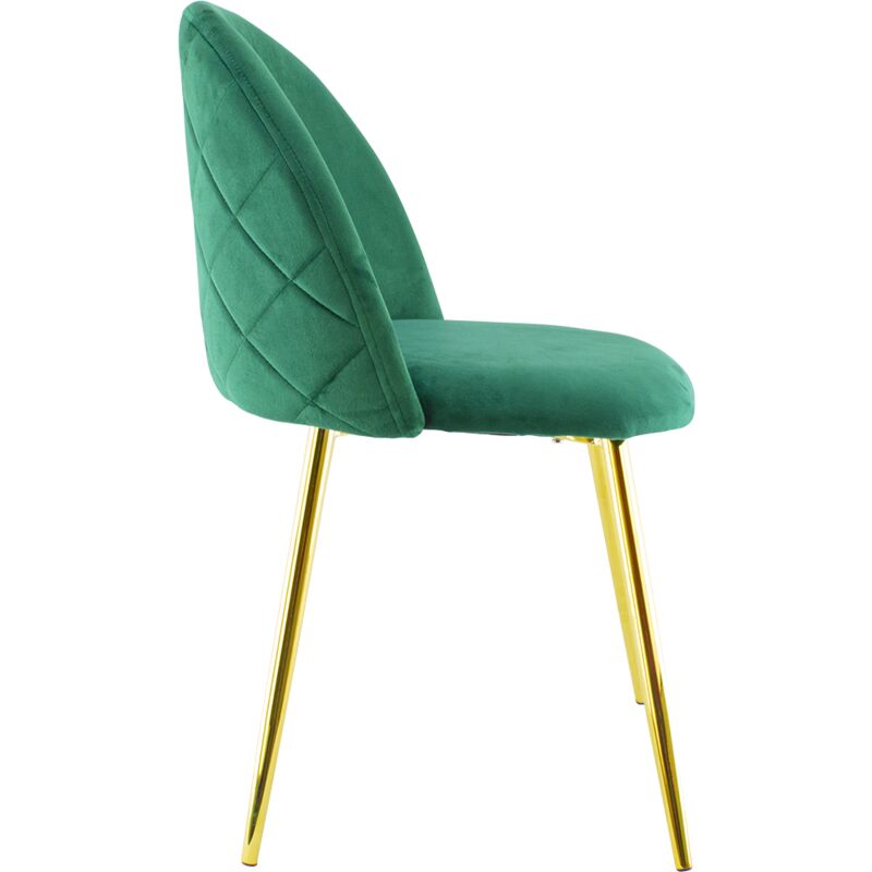 Chaise de salon shelby 50x45x80H cm fauteuil vintage en velours et pieds dorés Couleur: Vert