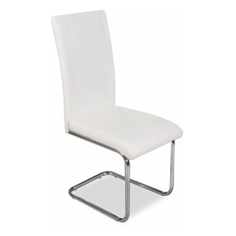 Fanmuebles - Chaise de salon tapissée en simili cuir blanc 43 cm (largeur) x 102 cm (hauteur) x 49 cm (profondeur)