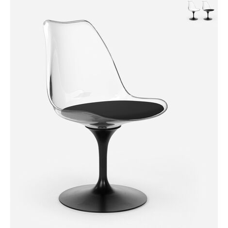AHD AMAZING HOME DESIGN Chaise de salon transparente Tulipe moderne noire coussin Lupas Dark Couleur: Noir