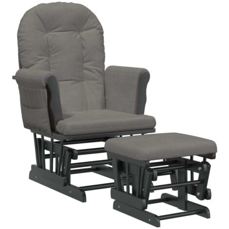 Chaise de salon，Chaise berçante avec repose-pied Gris foncé Tissu CFW58914
