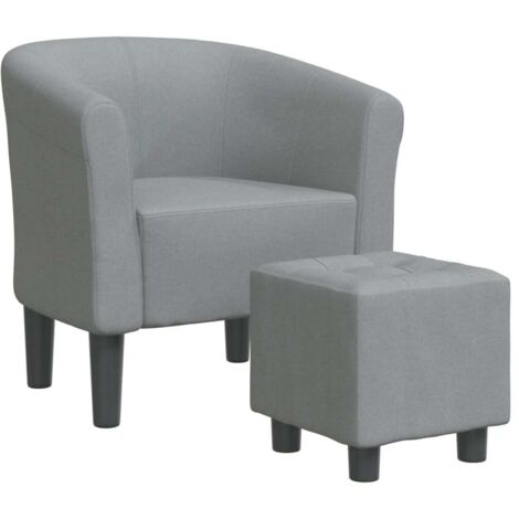 Chaise de salon，Chaise cabriolet avec repose-pied gris clair tissu CFW51617