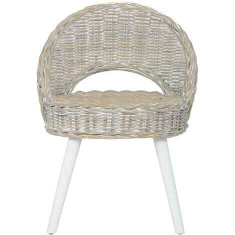 Chaise de salon，Chaise de canapé rotin kubu blanc CFW17951