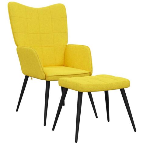 Chaise de salon，Chaise de relaxation avec tabouret Jaune moutarde Tissu CFW89933