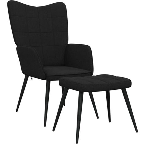 Chaise de salon，Chaise de relaxation avec tabouret Noir Tissu CFW30245