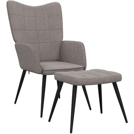 Chaise de salon，Chaise de relaxation avec tabouret Taupe Tissu CFW11423