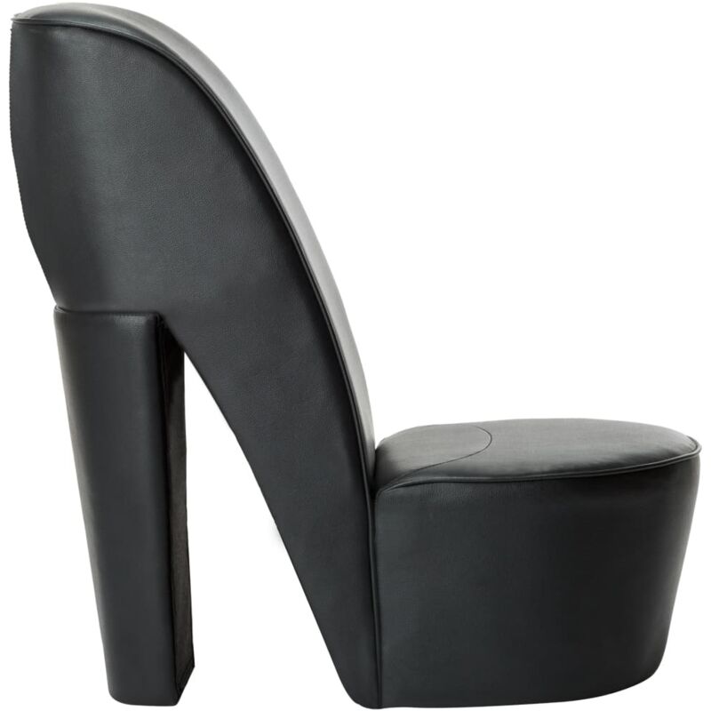 Chaise de salon，Chaise en forme de chaussure à talon haut noir similicuir CFW72963