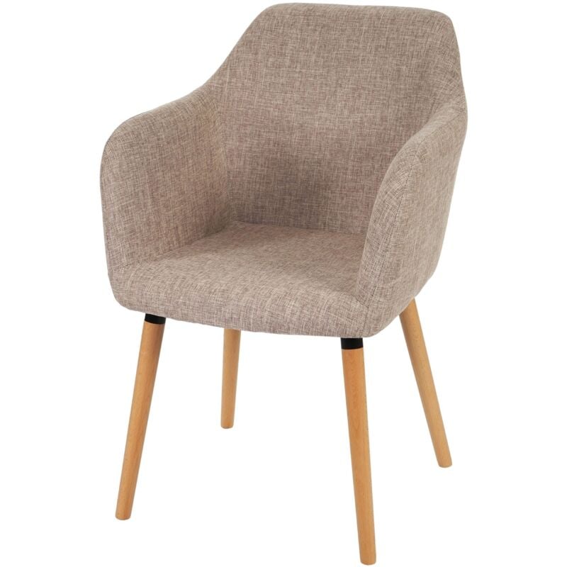 HHG - jamais utilisé] Chaise de séjour / salle à manger Malmö T381 / style rétro des années 50, tissu, crème / gris