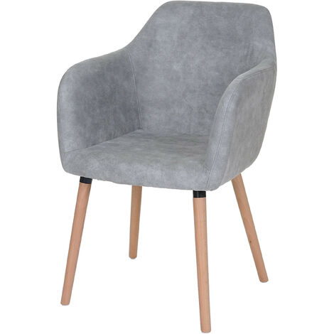 Chaise de séjour / salle à manger Malmö T381, style rétro des années 50 - tissu, vintage gris béton