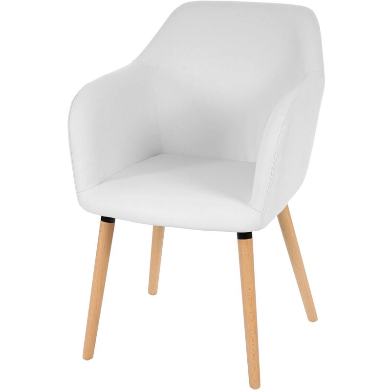 Chaise de séjour / salle à manger Malmö T381 style rétro des années 50 - similicuir, blanc