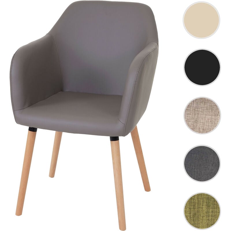 Mendler - Chaise de séjour / salle à manger Malmö T381, style rétro des années 50 - similicuir, taupe