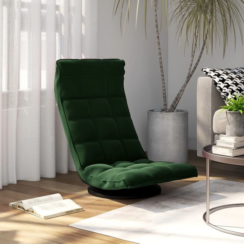 Chaise de sol pivotante Vert foncé Velours Vidaxl