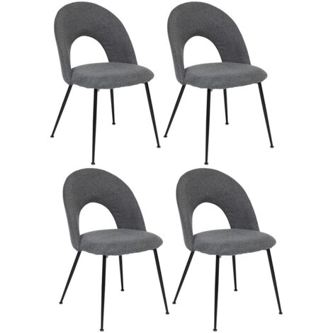 Chaise de table assise Gris chiné et pied en métal noir H 81 cm - Atmosphera