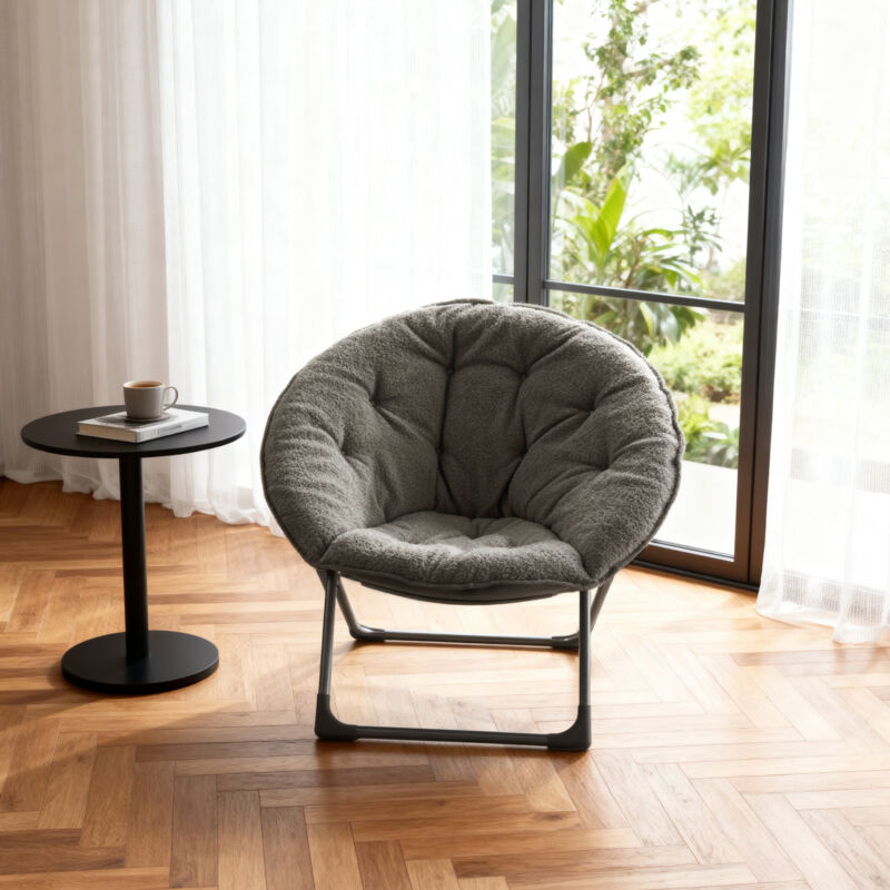 Chaise de Table Pliante en Laine de Mouton, Chaise de Lune Douce Pliante Portable, pour Chambres, dortoirs, Appartements, Espaces de détente, Jardins