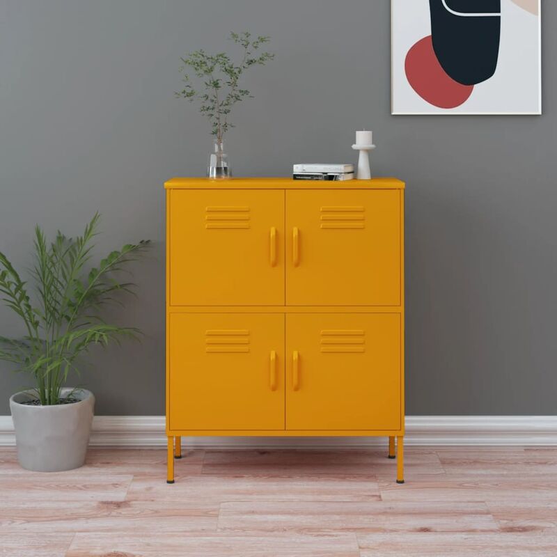 Armoire en acier de design industriel avec 4 portes différentes de couleurs Couleur : Jaune