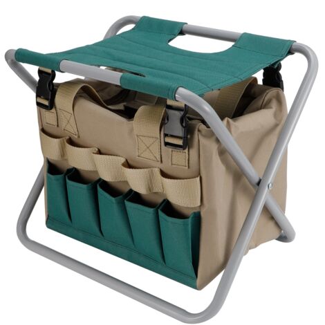 Chaise de tabouret de jardin pliante Portable multifonction avec sac à outils pour fournitures de Camping en plein air