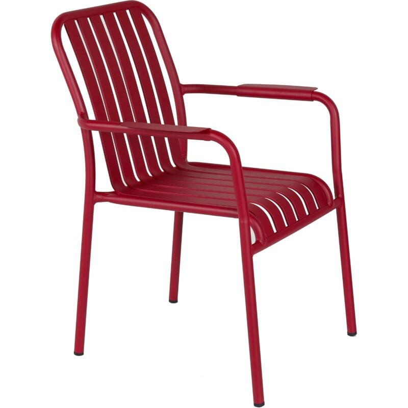 Chaise de terrasse avec accoudoirs en aluminium rouge - Rouge