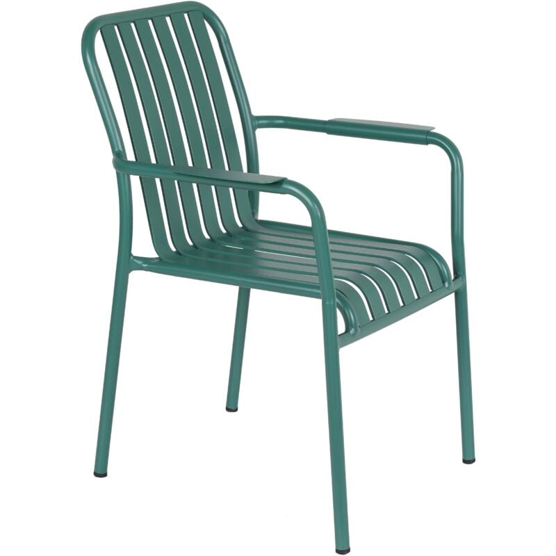 Oviala - Chaise de terrasse avec accoudoirs en aluminium vert foncé