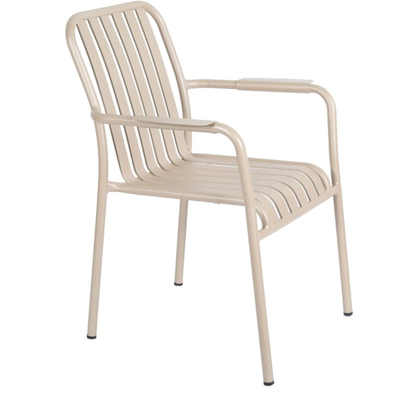 Oviala - Chaise de terrasse avec accoudoirs en aluminium taupe