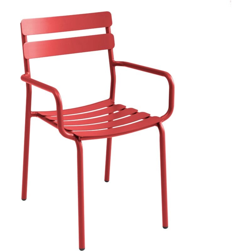 Fauteuil de terrasse en aluminium rouge foncé