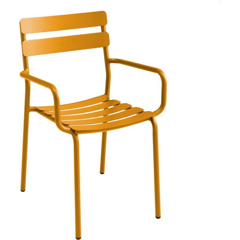 Fauteuil de terrasse en aluminium jaune moutarde