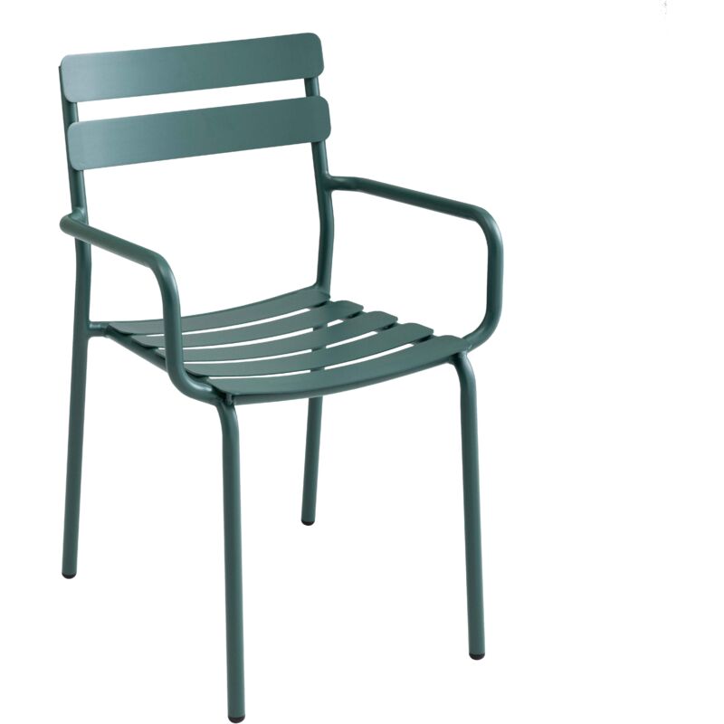 Fauteuil de terrasse en aluminium vert foncé