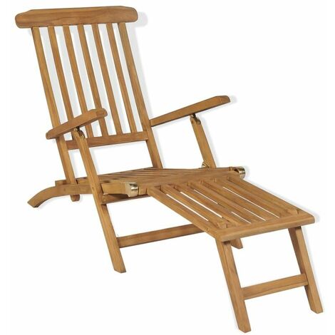 Bois de Teck Solide Chaise de Terrasse avec Repose-pied Multi-modèle vidaXL