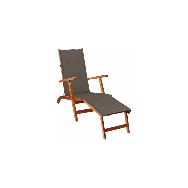Coavas - Chaise de terrasse avec repose-pied et coussin Acacia solide