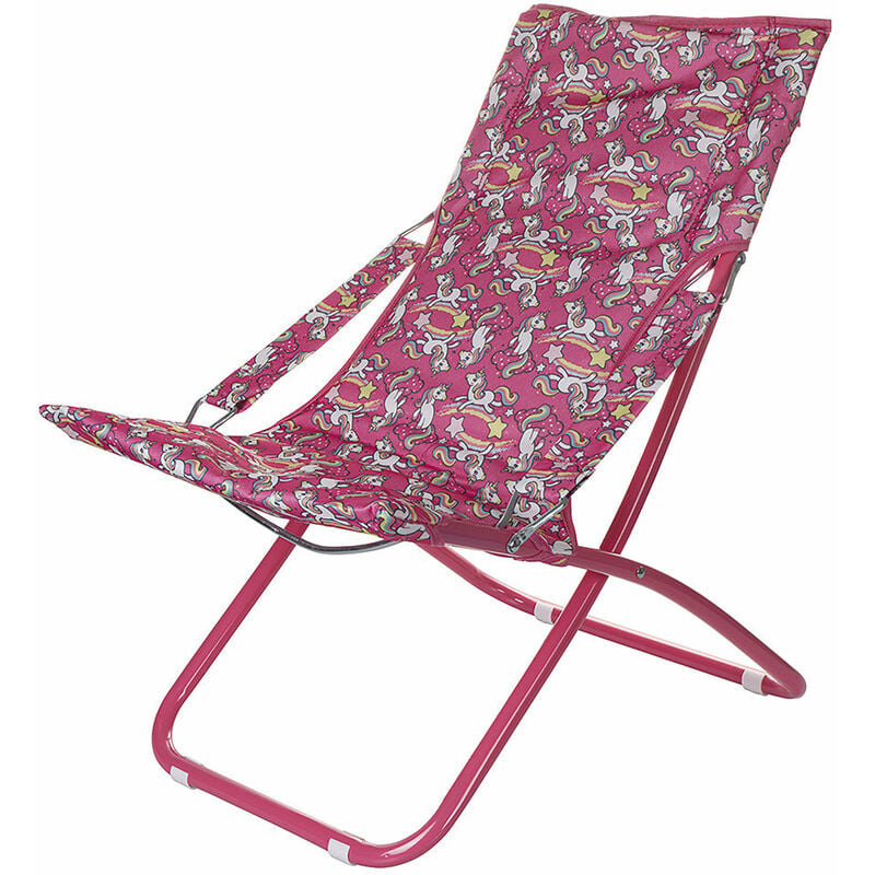 Chaise de terrasse de jardin ou plage pour enfants avec structure métallique et siège polyester 600D