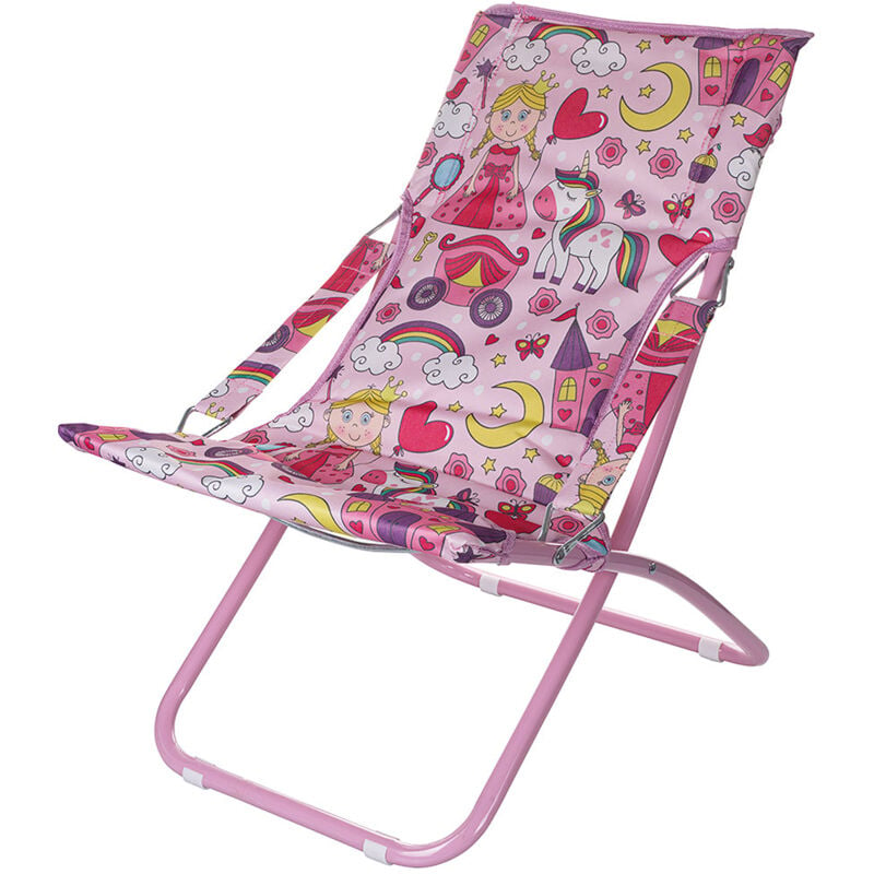 Gardeness - Chaise de terrasse de jardin ou plage pour enfants avec structure métallique et siège polyester 600D Principessa