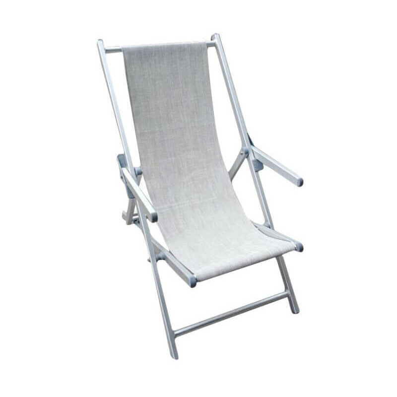 Playaness - Aluminium Lido et chaise de terrasse de plage de Textilene avec accoudoirs réglables en 3 positions de ketch Grey - Grey
