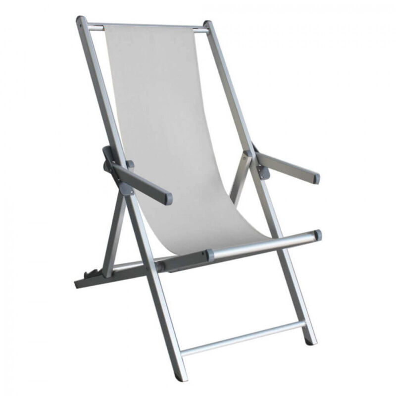 Playaness - Aluminium Lido et chaise de terrasse de plage de Textilene avec accoudoirs réglables en 3 positions de ketch White - White