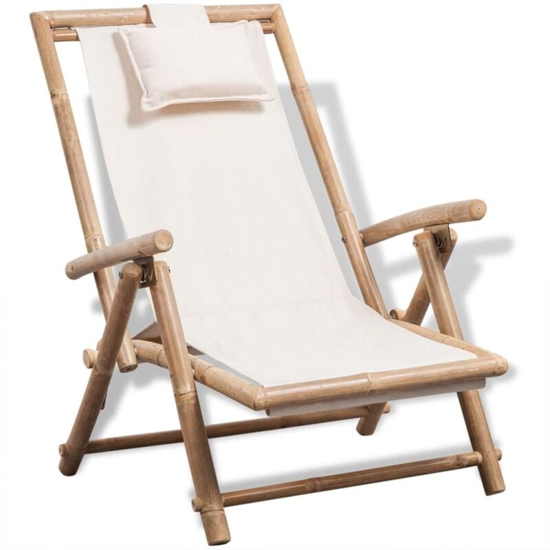 Chaise de terrasse d'extérieur Bambou - Blanc