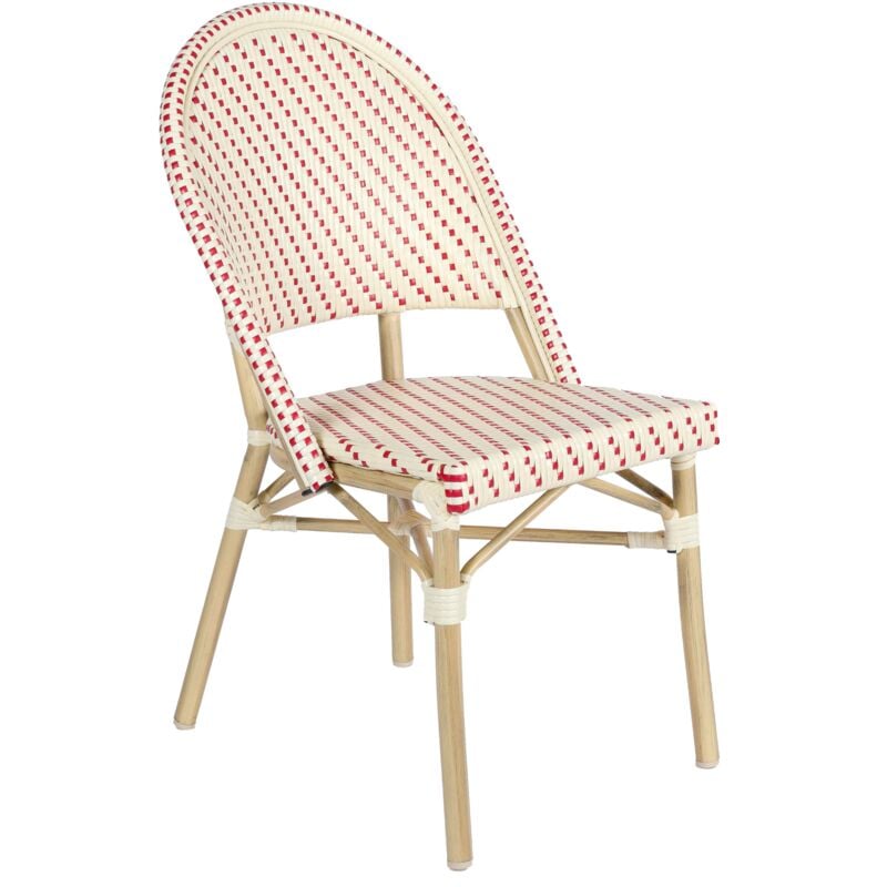 Oviala - Chaise de terrasse bistrot parisien en aluminium et rotin rouge - Rouge