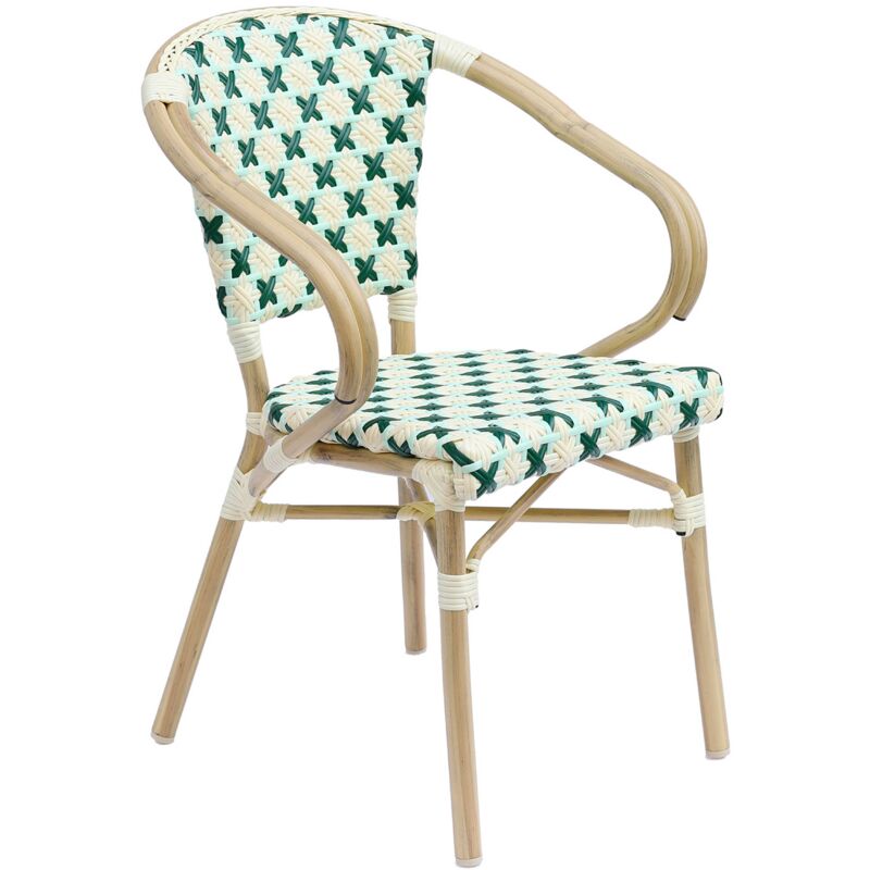 Oviala - Chaise de terrasse bistrot parisien en aluminium et rotin vert foncé - Vert foncé