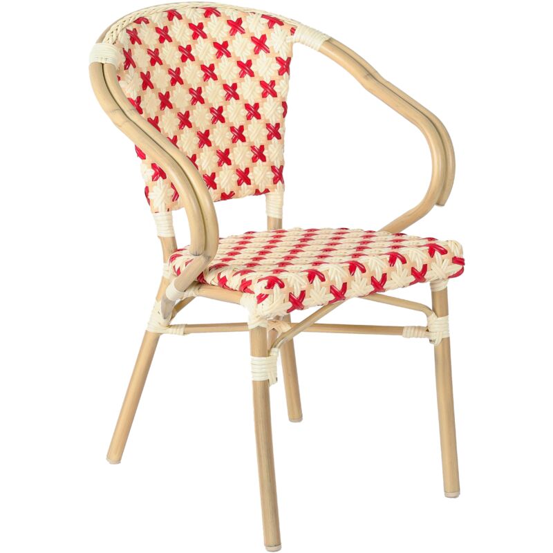 Oviala - Chaise de terrasse aluminium et rotin synthétique rouge - Rouge