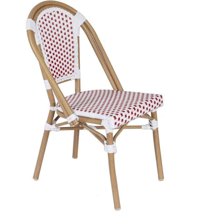 Chaise de terrasse bistrot parisien en aluminium et rotin rouge - Rouge