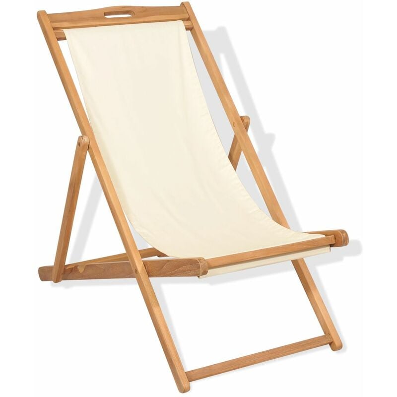 Chaise de terrasse Teck 56 x 105 x 96 cm Couleur creme
