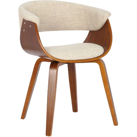 Chaise de tissu Bruce Cream, Walnuss