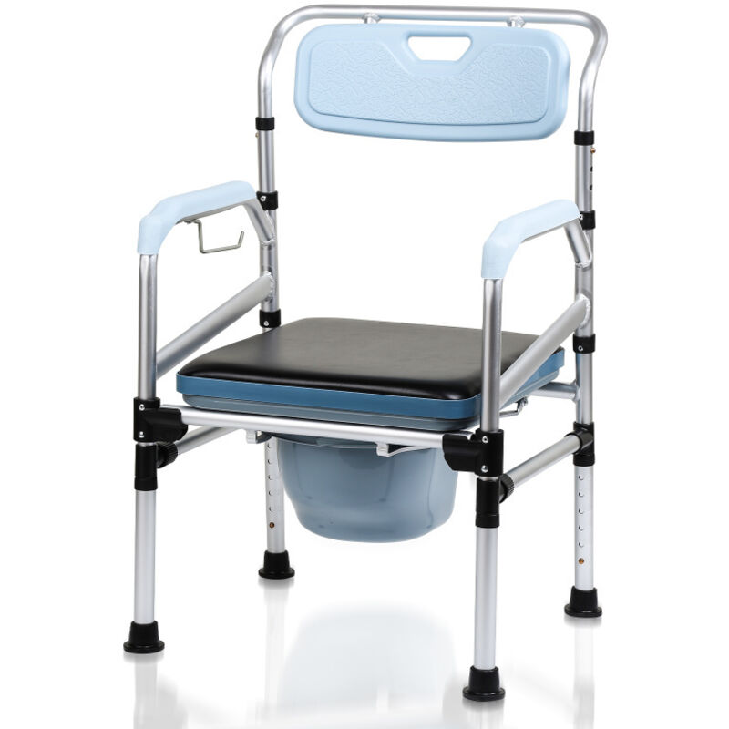 Chaise de toilette réglable en hauteur dossier ergonomique, pliable en alliage d'aluminium chaise roulante de toilette pour personne handicapée
