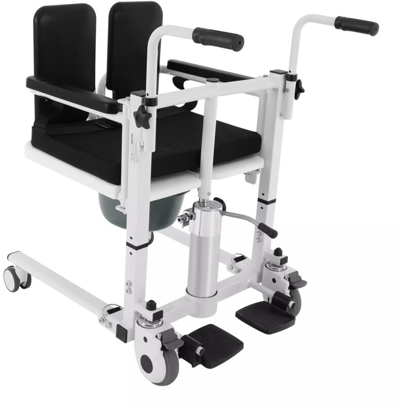 Chaise de transfert hydraulique multifonction avec ceinture de sécurité, Chaise de douche, 43 à 63 cm, hauteur d'assise réglable, pour les toilettes,