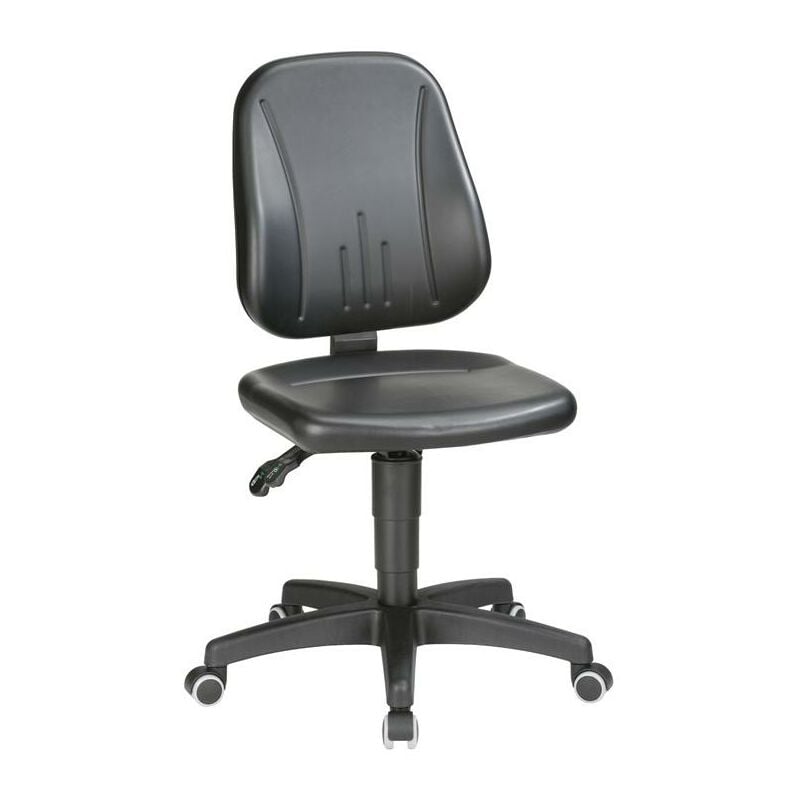 Bimos - Chaise d'atelier pivotante Unitec rouleaux rembourrage simili cuir noir 440-620 mm