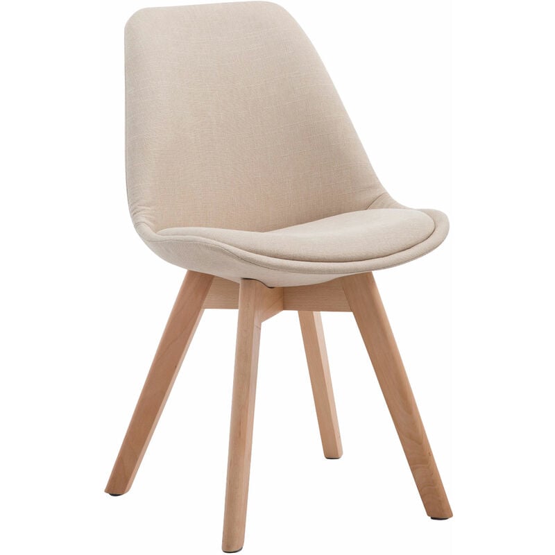 chaise de cuisine avec des jambes en bois clair recouvertes de différentes couleurs tissus colore : crème