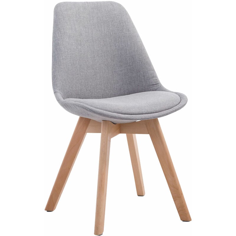 chaise de cuisine avec des jambes en bois clair recouvertes de différentes couleurs tissus colore : gris