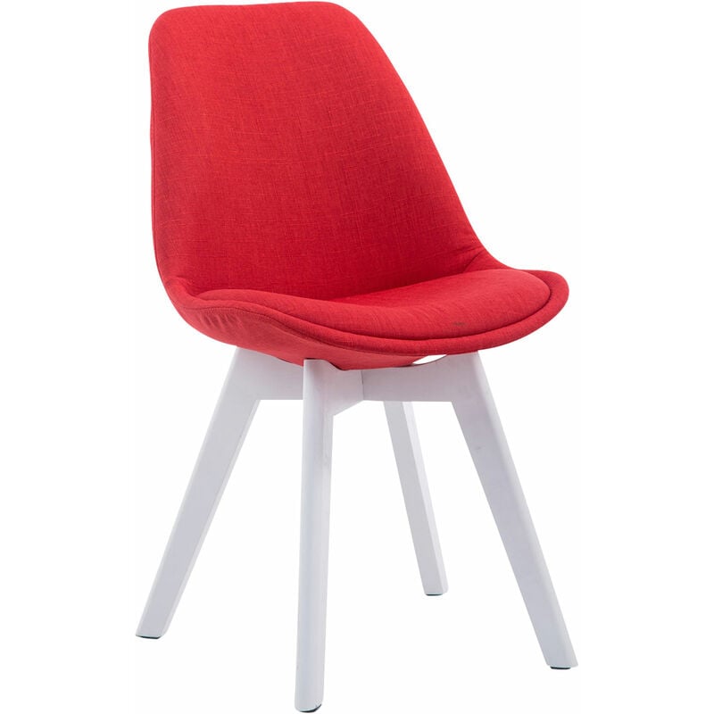 chaise de cuisine avec des jambes en bois blanc recouvertes de différentes couleurs tissu colore : rouge